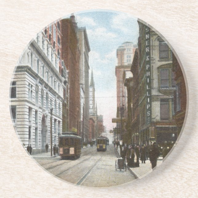 Fifth Ave and Wood Street Vintage Coaster (Front)