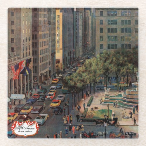 Fifth Avenue by John Falter Glass Coaster