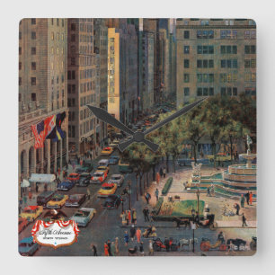 Fifth Avenue by John Falter Square Wall Clock