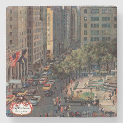 Fifth Avenue by John Falter Stone Coaster