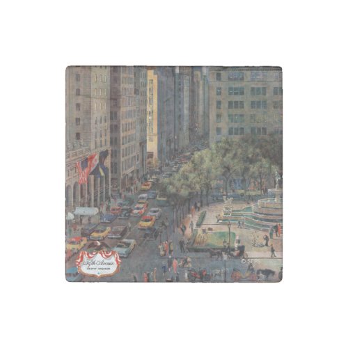 Fifth Avenue by John Falter Stone Magnet