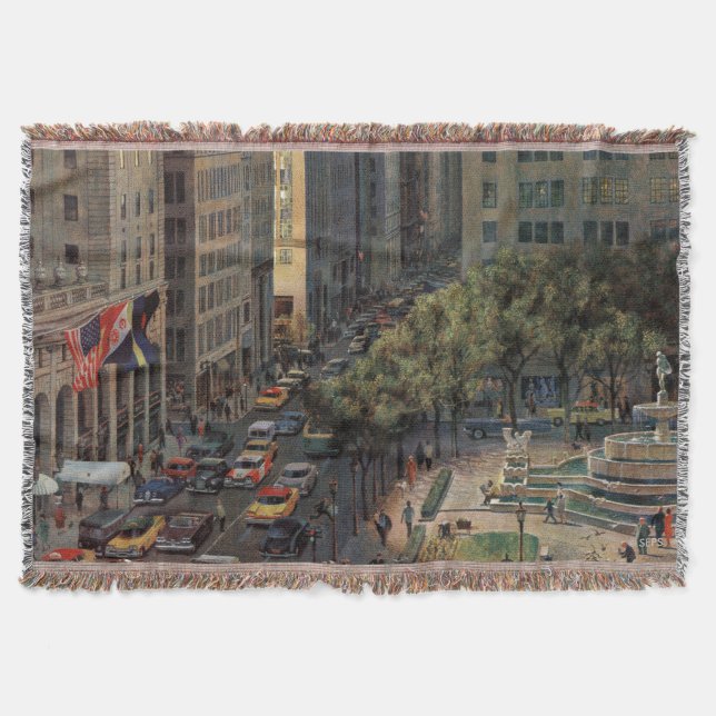 Fifth Avenue by John Falter Throw Blanket (Front)