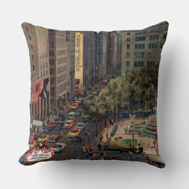 Fifth Avenue by John Falter Throw Pillow (Front)