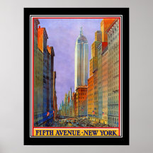 Fifth Avenue New York Art Deco Vintage Poster