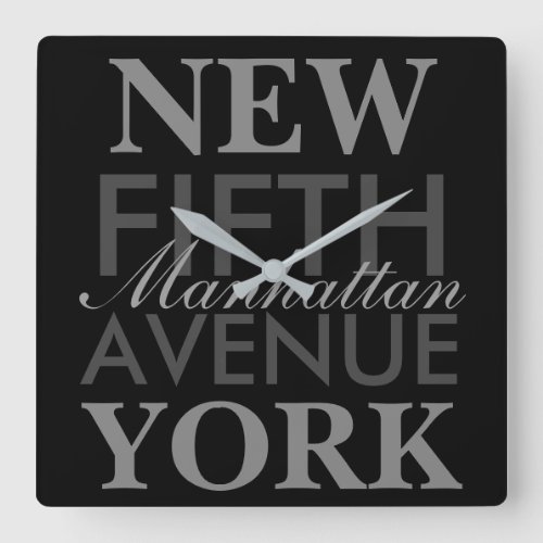 Fifth Avenue New York Square Wall Clock