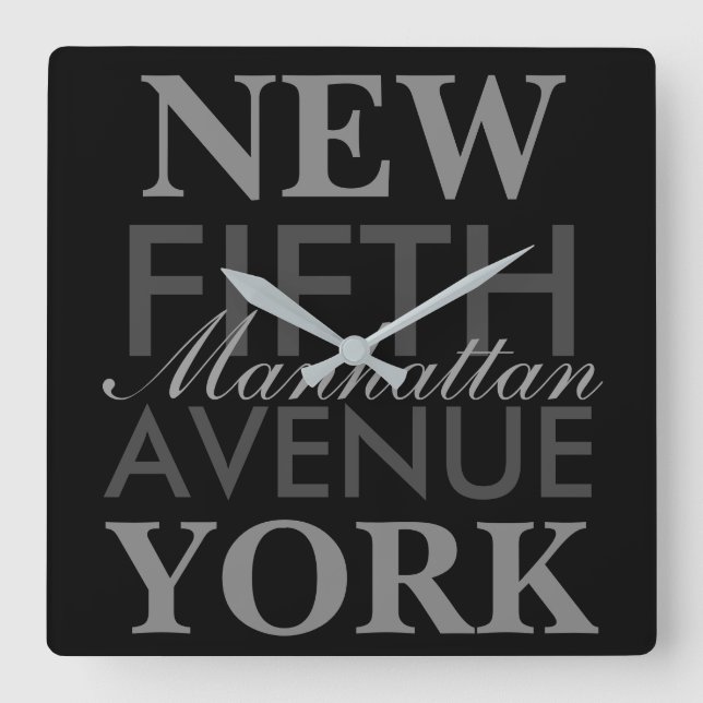 Fifth Avenue New York Square Wall Clock (Front)
