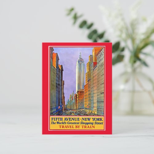 Fifth Avenue New York vintage poster Postcard