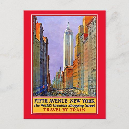 Fifth Avenue New York vintage poster Postcard