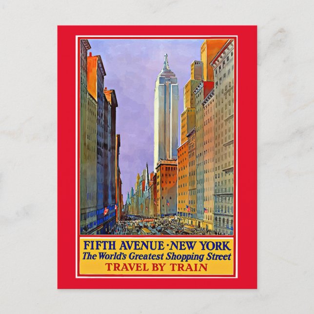 Fifth Avenue, New York vintage poster, Postcard (Front)