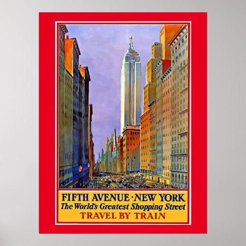 Fifth Avenue New York vintage poster Poster