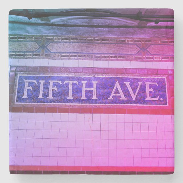 Fifth Avenue Tile Sign - New York City Stone Coaster (Front)
