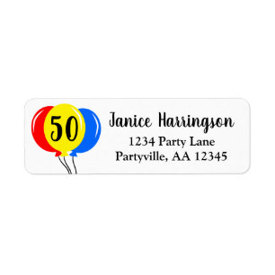Fifth Birthday Balloons Address Label