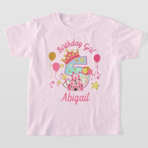 Fifth Birthday Girl Princess Casttle Shirt