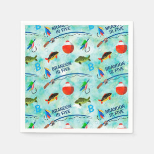 Fifth birthday Gone fishing themed party Napkins
