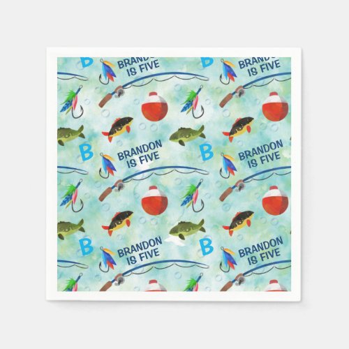 Fifth birthday Gone fishing themed party Napkins