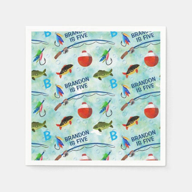 Fifth birthday Gone fishing themed party Napkins (Front)