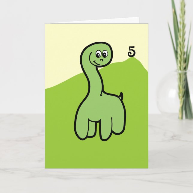 Fifth Birthday Grazing Green Dinosaur Card (Front)