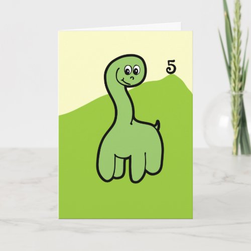 Fifth Birthday Grazing Green Dinosaur Card