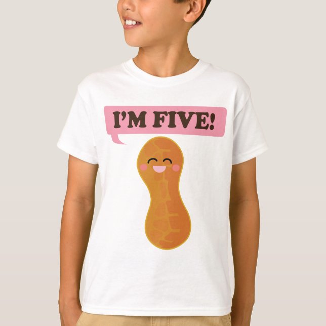 Fifth Birthday Im Five Peanut T-Shirt (Front)