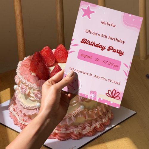 fifth birthday invitation for girls