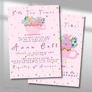 Fifth Birthday Tea Party Elegant & Sweet birthday Invitation