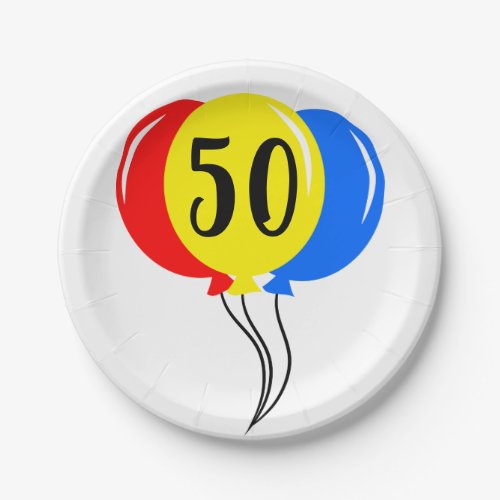 Fifth Colorful Balloons Birthday Paper Plates