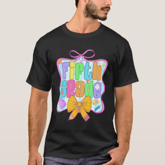 Fifth Grade Back To School Coquette Bow Teacher St T-Shirt