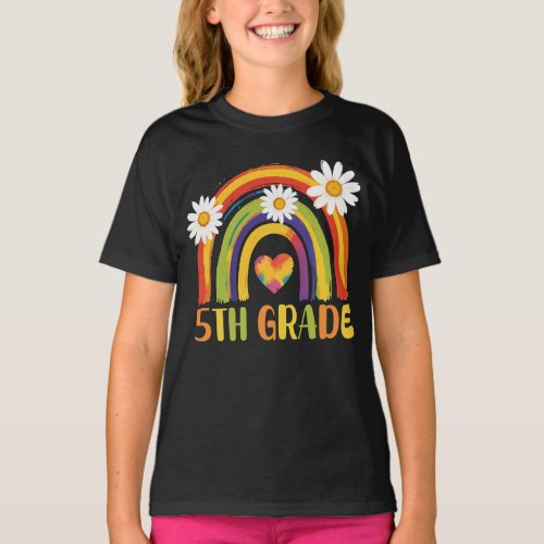 Fifth Grade Rainbow Back to School 5th Grade T_Shirt