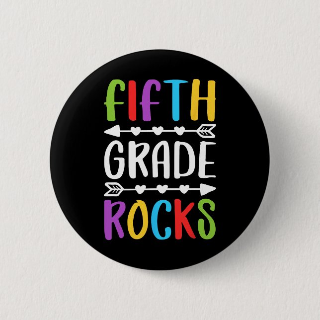 Fifth Grade Rocks  5th Grade Back To School   Button (Front)