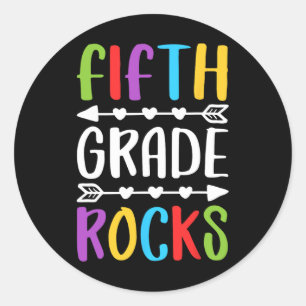 Fifth Grade Rocks 5th Grade Back To School Classic Round Sticker