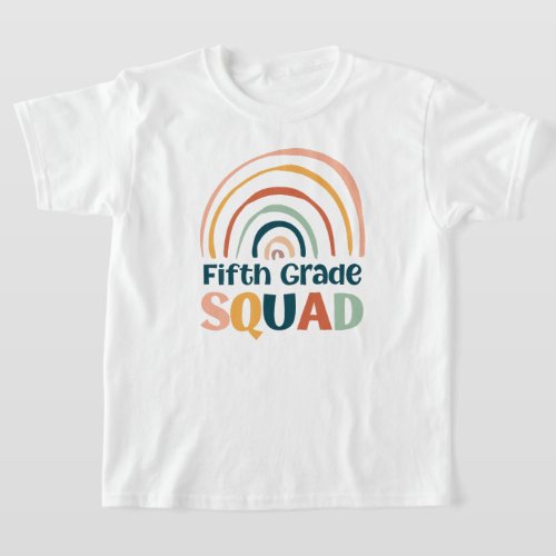 Fifth Grade Squad retro boho rainbow colorful  T_Shirt