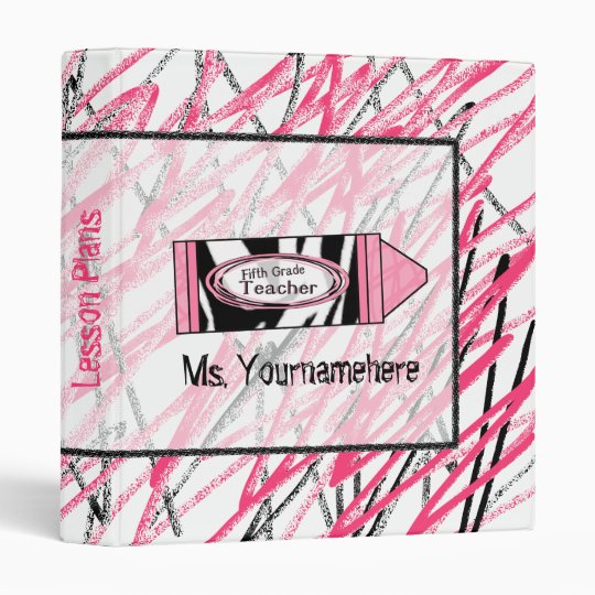 Fifth Grade Teacher Binder - Zebra Print Crayon