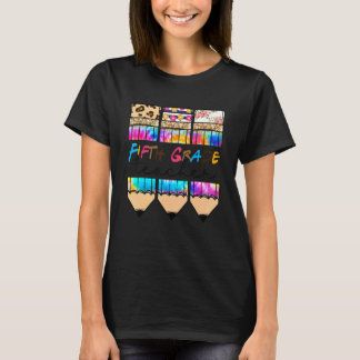 Fifth Grade Teacher Leopard Tie Dye Pencil Back To T-Shirt