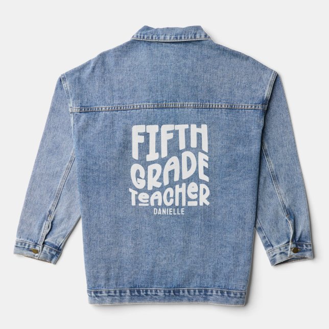 Fifth Grade Teacher Minimalist  Denim Jacket (Back)