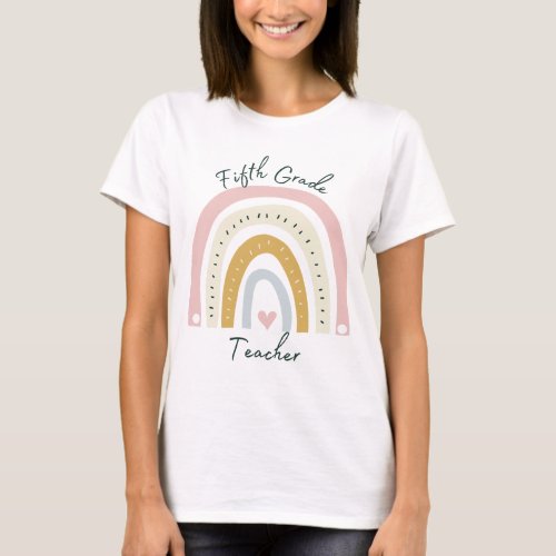 Fifth Grade Teacher Pastel Colors Design T_Shirt