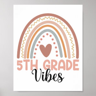Fifth Grade Vibes Ck To School 5th Grade Rainbow T Poster