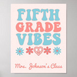 Fifth Grade Vibes - Retro Back To School Poster