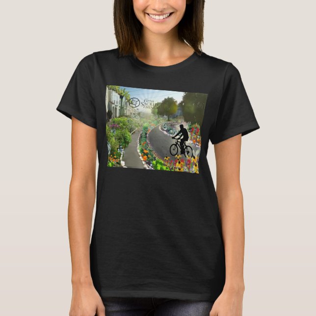 Fifth Sacred Biking in 2048 w. Spiral T-Shirt (Front)