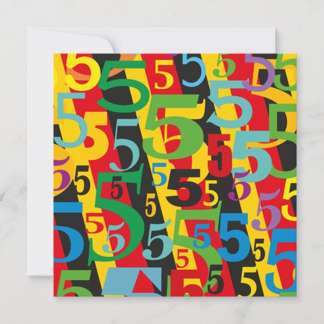 Fifth Wedding Anniversary Colorful Retro Pattern Invitation (Front)