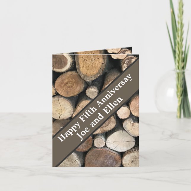 Fifth Wedding Anniversary Editable   Card (Front)