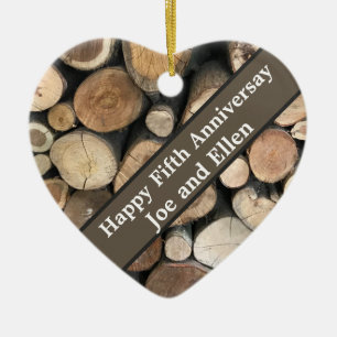 Fifth Wedding Anniversary Editable Ceramic Ornament
