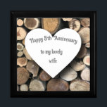 Fifth Wedding Anniversary Editable Gift Box<br><div class="desc">This gift box is perfect for a 5th Wedding Anniversary. It features a stack of logs as a background, keeping in with the wood theme.
Perfect to hold a special gift for your other half. The text can be changed making it perfect for either Husband or Wife.</div>