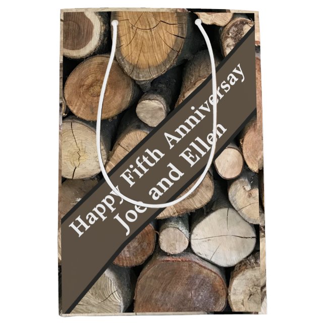 Fifth Wedding Anniversary Editable   Medium Gift Bag (Front)