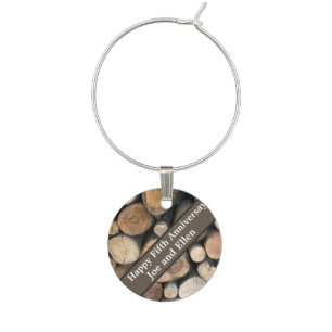 Fifth Wedding Anniversary Editable  Wine Charm