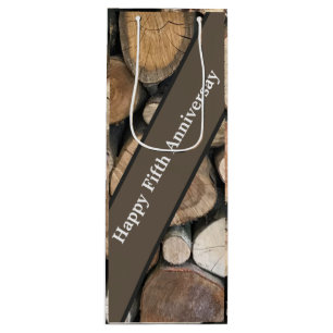 Fifth Wedding Anniversary Editable   Wine Gift Bag