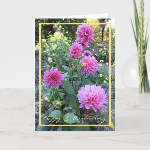 Fifth Wedding Anniversary Wishes 5 Chrysanthemums Card