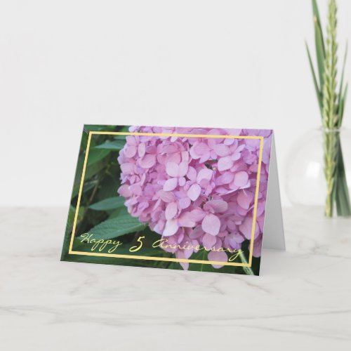 Fifth Wedding Anniversary Wishes Purple Hydrangea Card