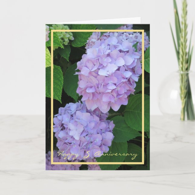 Fifth Wedding Anniversary Wishes Purple Hydrangeas Card (Front)