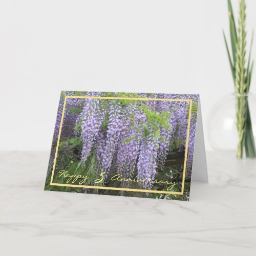 Fifth Wedding Anniversary Wishes Wisteria Flowers Card