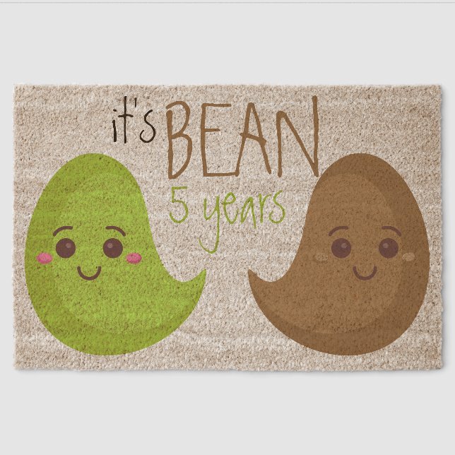 Fifth Wedding Bean Five years couple Fiber Doormat (Front)